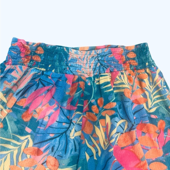 Lavender J Palazzo Pants Size Large Blue Pink Yellow Orange Tropical Print - Picture 3 of 11